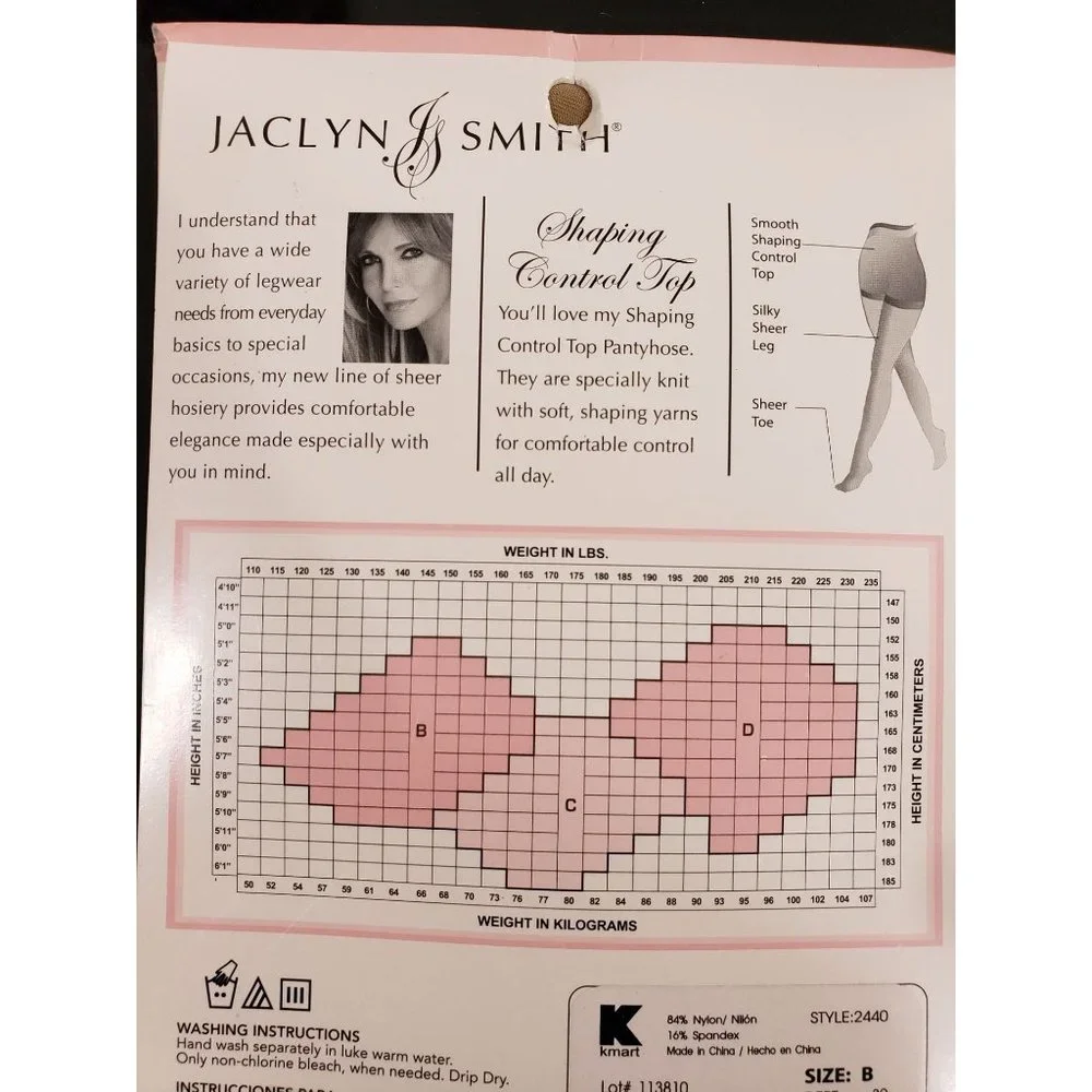 Jaclyn Smith shaping control‎ top B almost bare panty hose